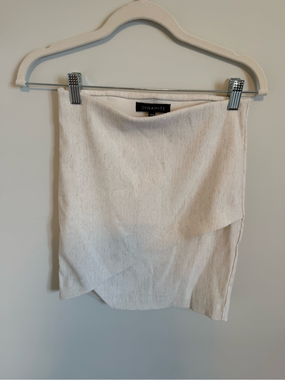 Dynamite Off-White Asymmetric Pencil Skirt